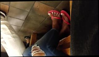 Video 377177004: amateur foot fetish, toes flip flops, ebony foot fetish, toe spread, candid flip flop, pink flip flops
