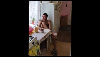Video 1582750003: amateur solo male, kitchen solo, eating solo, amateur drink