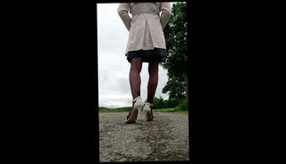 Video 1567647131: shemale girl, shemale outdoors public, short girl, stockings girl