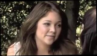 Watch the video about Sweet looking lesbians play with each other outside.