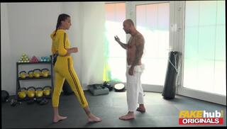 Watch the video about FAKEhub Kung Fu class gets crazy with tall skinny squirter