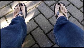 Video 829337904: foot fetish high heels, sexy feet, black flip flops, horny polish, sexy thong