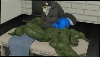 Video 1589727355: furry 3d, furry animation, furry cum, massage cum, 3d cumshot, furry muscle