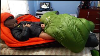 Watch the video about Cum my down jacket overfilled Shiny Jacket