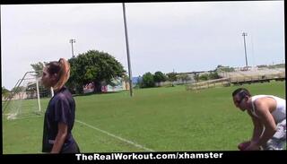 Watch the video about TheReaLWorkout Slutty Brunette Gets Fucked To Make The Team