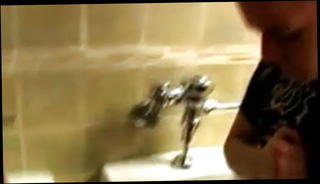 Watch the video about Young twink pissing before restroom masturbation