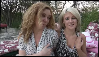 Watch the video about Lesbian MILFs outdoors - horny housewives