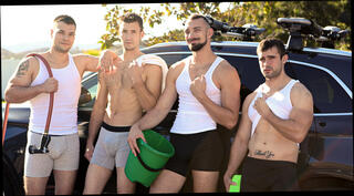 Video 1183163104: gay bareback group sex, gay bareback hunk, soaking wet, riding guy