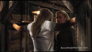 Watch the video about Lesbian Huntress Inspecting Tied Up Slave