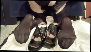 Video 1058886901: nylon pantyhose stockings, vintage nylon stockings, pantyhose feet, shemale vintage lingerie, hot pantyhose, feet hd