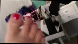 Video 1568087871: wife toes, toes girl, pretty red toes, good toe, beautiful toes, straight girl