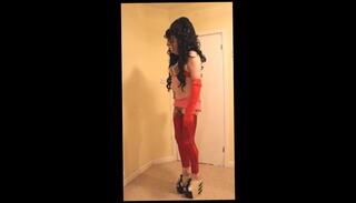 Video 204150301: crossdresser slut, gay crossdresser, amateur crossdresser, crossdresser legs, brunette tranny slut, red slut