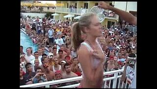 Video 6039895: bikini strip tease, bikini flashing, wet bikini, bikini outdoors, bikini public, teen dancing