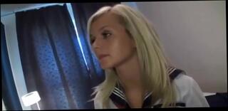 Watch the video about White girl in sexy uniform