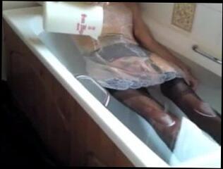 Video 197400901: vintage crossdresser, gay crossdresser, amateur crossdresser, vintage slip, vintage bathing
