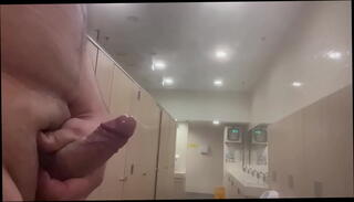 Video 1597148335: public toilet jerking, toilet cumshot