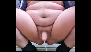 Video 1611452675: chubby guy pissing, pissing masturbating cumming, dick pissing cumming, chubby gay cumming, pissing cumming outside, chubby fat gay, cumshot chubby