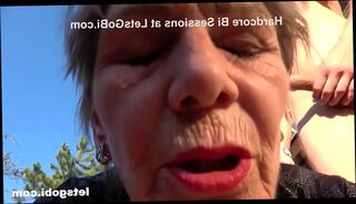 Watch the video about Granny Feels Young Against Two Bi Cocks