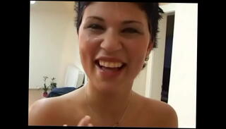 Watch the video about Big dick guy gets his dick sucked by a pretty whore with cute short hair