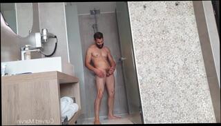 Video 1572971753: solo model, big dick solo male, model big cock, model shower, muscular model, men model, dick taking shower