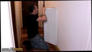 Watch the video about Clothed amateur gets cum