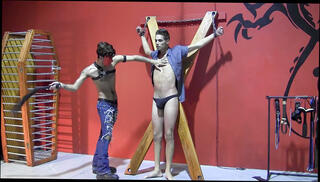 Video 1624899954: bdsm fetish, gay bdsm, sub flogged, masked dom, hard flogged, little strip