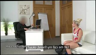 Watch the video about Small tits blonde gets big cock in casting