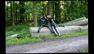 Video 50256265: latex girl, two latex, german spanking, girl touching