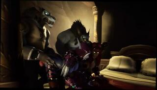 Watch the video about Two elves and two werewolves orgy gangbang