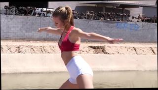 Video 804208504: girl arrested, girl exercises