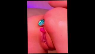 Watch the video about Slut plays with dildo