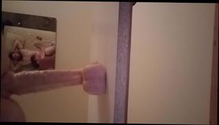 Watch the video about Amateur wife fucking huge dildo while sucking dick