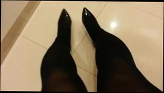 Video 213003301: pantyhose pumping, crossdresser pantyhose black, gay pantyhose, black pantyhose teaser, man pumps
