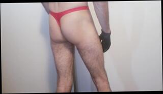Watch the video about Trying on thong underwear