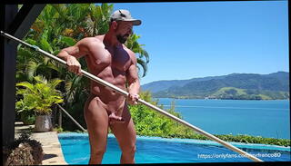Video 1625079205: pool boy, muscle hunk, hunk outdoors