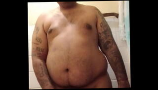 Video 1292074925: shower peeing piss, chubby pee, hairy pee, peeing nude, peeing naked, dick pee, bathroom pee, chubby tattooed