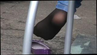 Video 900414204: feet shoeplay, hosed feet, public foot fetish, ballet feet, shoeplay black