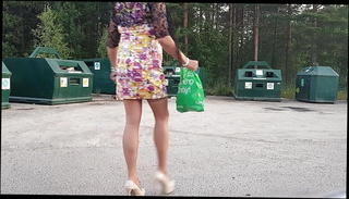 Video 1184886001: gay sissy crossdresser, crossdresser outside, housewife