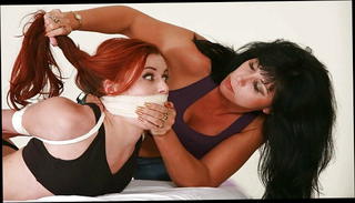 Watch the video about Hogtied slut in underwear gets stuffgagged