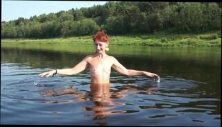 Video 372628504: amateur nudist, russian nudist, topless swimming