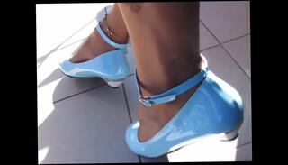 Video 1595504585: gay fetish, shoeplay, outdoor fetish, stockings fetish, strap, nylon