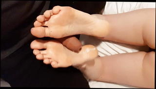 Watch the video about Gorgeous footjob long toes