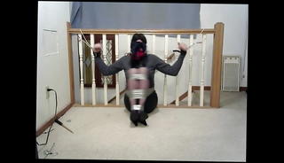Video 1571170471: crossdresser bondage, shemale crossdresser, ball gag, strapped legs, bike, blindfolded