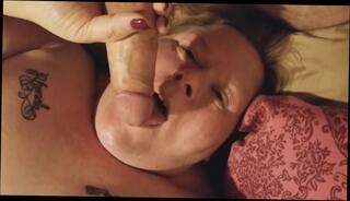 Watch the video about Fat granny deepthroats my cock