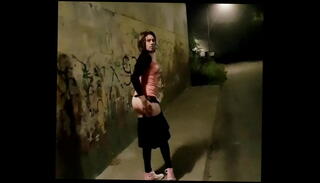 Video 1520387825: sissy caught, sissy girl slut, public sissy slut, caught flashing, stockings caught, street ass, ass exposed