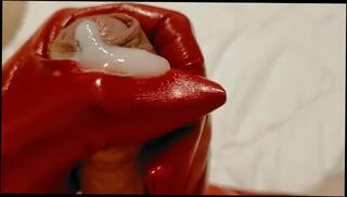 Watch the video about Feet, PVC Red gloves and jerking off