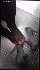 Watch the video about Penny black fishnet feet