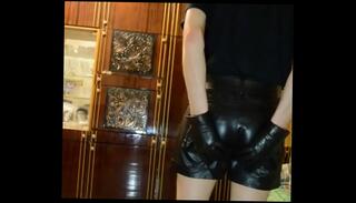 Video 1010235345: latex solo, solo boy wanking, leather latex, latex shorts, latex lingerie, undresses wanks, guy wanking