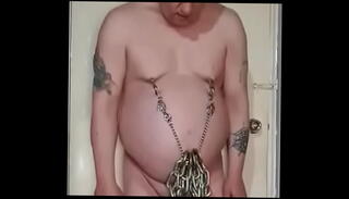 Video 1621011045: chain nipple clamps, gay chain, cage gay, chained man, amateur gay man