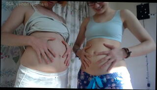 Video 1110794335: oil fetish, oil belly rub, girl rubbing, two girls